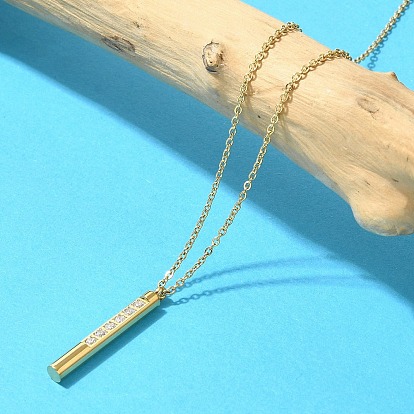 Ионное покрытие (ip) 304 ожерелье с подвеской из нержавеющей стали, со стразами, бар