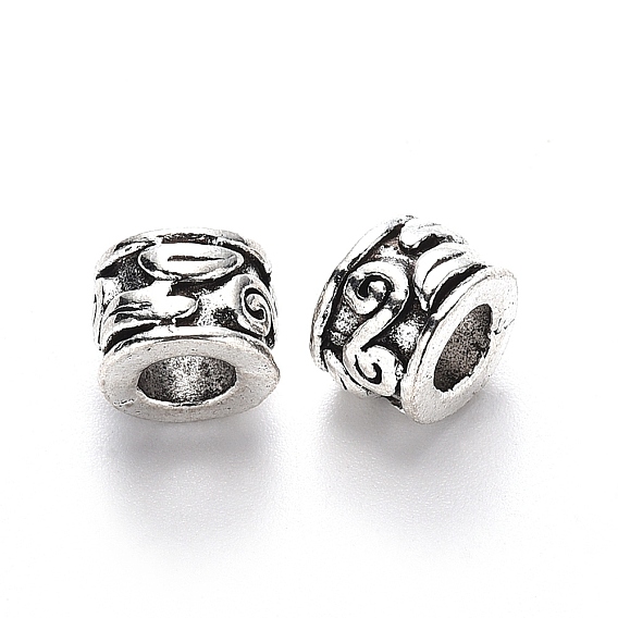 Тибетский стиль сплава настройки эмали европейский шарик, бусины с большим отверстием, без свинца, колонка