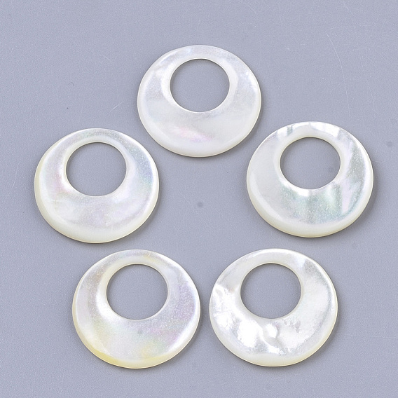 White Shell Pendants, Flat Round