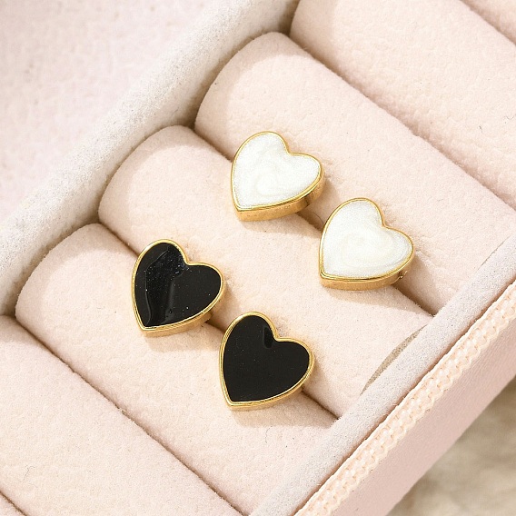 304 серьги из нержавеющей стали эмаль, сердце, золотые