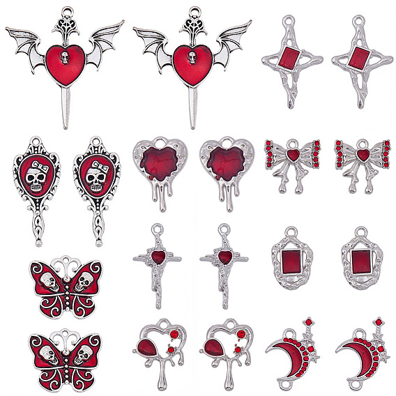 20 шт. 10 подвески в стиле готического сплава с эмалью, античное серебро