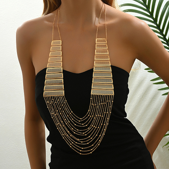 Элегантные латунные геометрические кисточки многослойные ожерелья-нагрудники для женского праздничного наряда