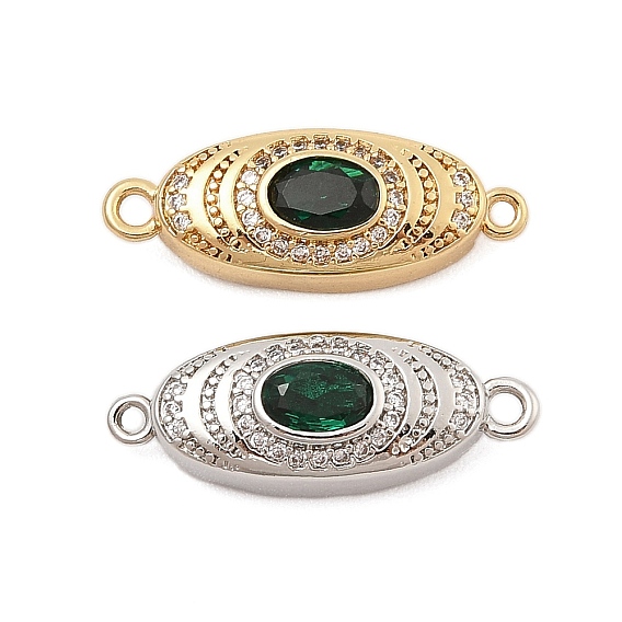 Латунные застежки из прозрачного кубического циркония с микропаве, без кадмия, без никеля и без свинца, со стеклом, овальные