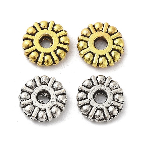 Сплавочные овальные бусины тибетского стиля , без кадмия и без свинца, плоско-круглые