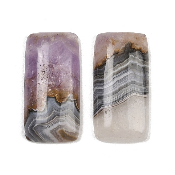 Подвески из натурального аметиста и кружевного агата, прямоугольник амулеты