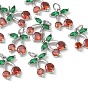 SHEGRACE Brass Colorful Cubic Zirconia Charms, Cherry Charms, Cadmium Free & Lead Free & Nickel Free