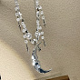 Moonlight Goddess - Crystal Star Tassel Collarbone Necklace, Exaggerated Moon Necklace.