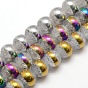 Electroplate Natural Crackle Quartz Crystal Round Beads Strands, 10mm, Hole: 1mm, about 40pcs/strand, 15.5 inch