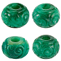 4 pièces de perles européennes sculptées en jade naturel du Myanmar/jade birman, Perles avec un grand trou   , teint, rondelle