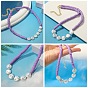 Colorful summer clay pearl necklace - unique design, turquoise, fashionable collarbone chain.