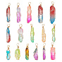 16 шт. подвески из натурального окрашенного кварца с острыми концами, пулевые чары, с обмоткой из экологически чистой медной проволоки, два тона, разноцветные