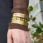 316L Surgical Stainless Steel Hinged Cuff Bangles for Women, Rectangle Stripe