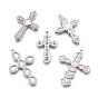 304 Stainless Steel Pendants Rhinestone/Cabochon Setting, Cross