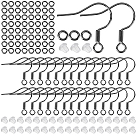 300 шт латунные серьги крючки, в комплекте: 300 латунных соединительных колец и 300 пластиковых гаек-заклепок