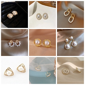 Imitation Pearl Earrings for Women, with 925 Sterling Silver Pin