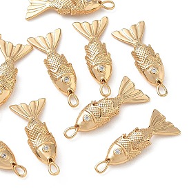Подвески Shegrace из латуни с микропаве и прозрачными кубическими циркониями, рыбы прелести, без кадмия и без свинца и без никеля