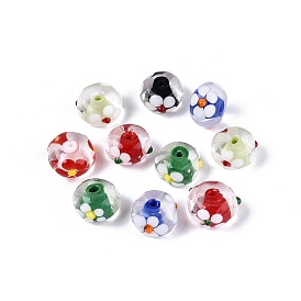 Бусины лэмпворк , RONDELLE с цветком