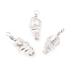 Pendentifs enveloppés de fil de verre, avec du fil de cuivre, breloques coniques à facettes, sans cadmium et sans plomb