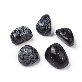 5pcs natürliche Schneeflocken-Obsidianperlen, getrommelt Stein, Vasenfüller Edelsteine, kein Loch / ungekratzt, Nuggets