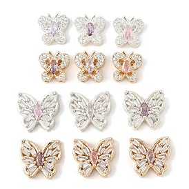 Латунные микро проложить кубического циркония бусы, бабочка, без свинца и без кадмия, долговечный