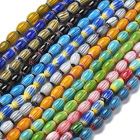 Handmade Millefiori Lampwork Beads Strands, Rice