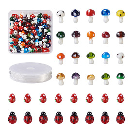 Наборы для самостоятельного изготовления растягивающихся браслетов ко дню защиты детей, в том числе бусины лэмпворк ручной работы, Эластичная кристальная нить, разнообразные