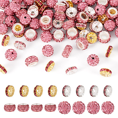 120Pcs 4 Styles Pave Disco Ball Beads, Polymer Clay Rhinestone Beads