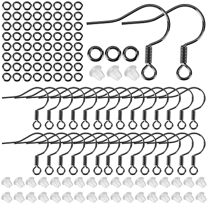 300 шт латунные серьги крючки, в комплекте: 300 латунных соединительных колец и 300 пластиковых гаек-заклепок