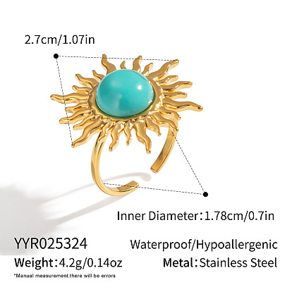 Винтажное 304 кольцо-манжета из нержавеющей стали в форме кошачьего глаза и солнца для женщин