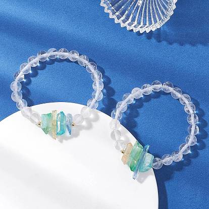 Браслеты из натурального кварцевого хрусталя с бусинами для женщин, круглые и самородки