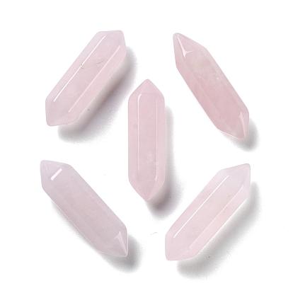Faceted Natural Rose Quartz Beads, Healing Stones, Reiki Energy Balancing Meditation Therapy Wand, Double Terminated Point, for Wire Wrapped Pendants Making, No Hole/Undrilled