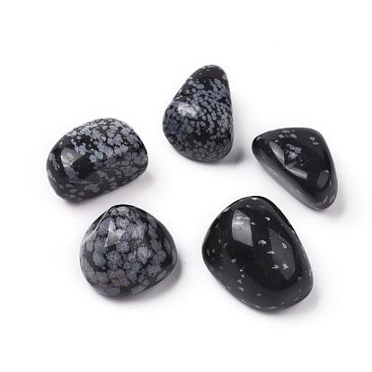 5pcs natürliche Schneeflocken-Obsidianperlen, getrommelt Stein, Vasenfüller Edelsteine, kein Loch / ungekratzt, Nuggets