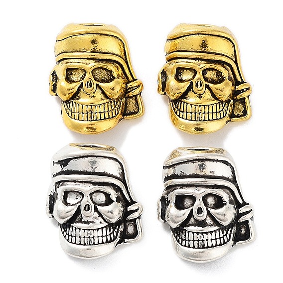 Сплавочные овальные бусины тибетского стиля , без кадмия и без свинца, череп шлем бусы