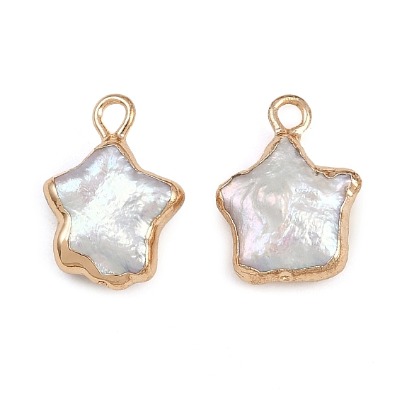 Натуральные кеши жемчужные подвески, звезды прелести, с латунной фурнитурой , белые