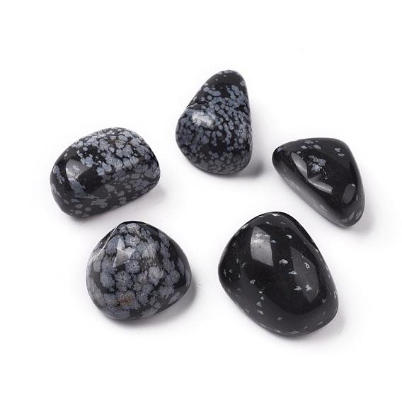5pcs natürliche Schneeflocken-Obsidianperlen, getrommelt Stein, Vasenfüller Edelsteine, kein Loch / ungekratzt, Nuggets