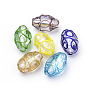 Handmade Silver Foil Lampwork Beads, Oval