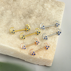 316l хирургические кольца для сосков из нержавеющей стали с королевской синей эмалью, с кубического циркония