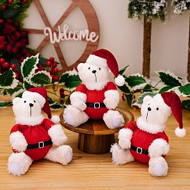 Christmas Plush Cloth Bear Figurines, for Home Desktop Decoration