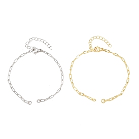 Fabrication de bracelet chaîne trombone en laiton, avec fermoir pince de homard, sans cadmium et sans plomb, crémaillère plaquage