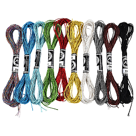 10 мотки 12-слойная металлизированная полиэфирная нить для вышивания, блестящие нитки для вышивки крестиком для рукоделия, ручная вышивка, браслеты дружбы плетеная веревка