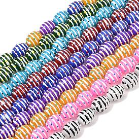 Стеклянные бусины из имитации нефрита, бусины ручной работы, овальный с полосой, с эмалью