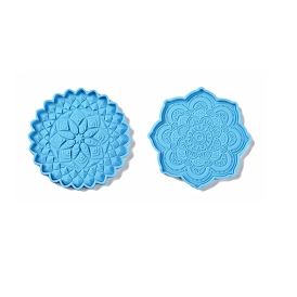 DIY Mandala Flower Shape Coaster Food Grade Silicone Molds, Resin Casting Molds, for UV Resin & Epoxy Resin Craft Making