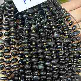 Натуральный черный агат бисер нитей, граненые, рондель