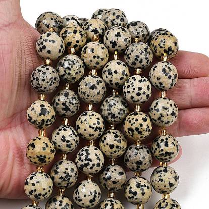 Природные яшмы далматин бисер нитей, граненые, круглые, с бисером