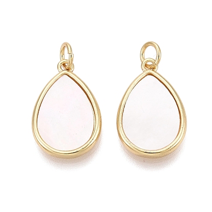 Натуральный белый оболочки подвески, латунные подвески-капли
