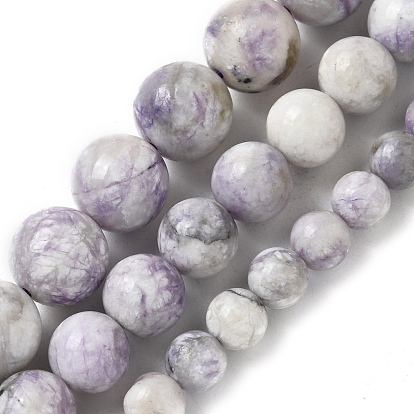 Нити натуральных фиолетовых бирюзовых бусин, круглые
