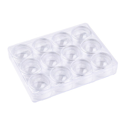 Rectangle Polystyrene Plastic Bead Storage Containers, with 12Pcs Column Small Boxes