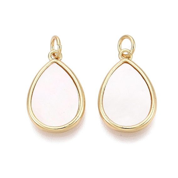 Натуральный белый оболочки подвески, латунные подвески-капли