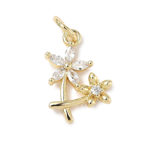 Латунные микро проложить кубического циркония прелести, без кадмия и без свинца, цветок, с целью перехода в кольце