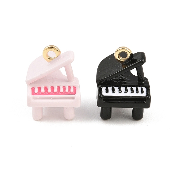 Alloy Enamel Pendants, Piano Charms, Golden